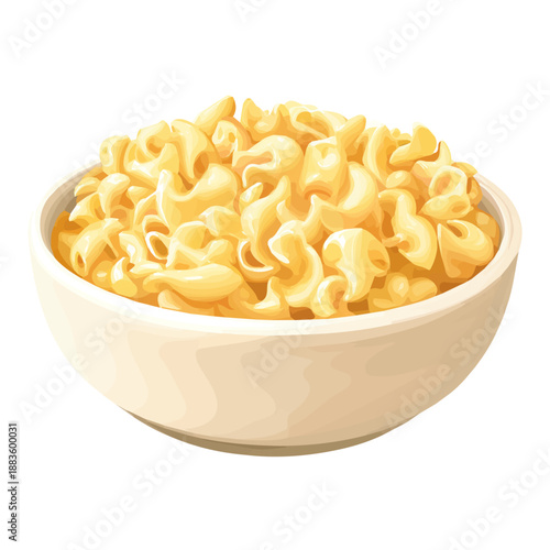 Mac And Cheese, rendered in a minimalist 2D flat vector icon style against a pure white backdrop