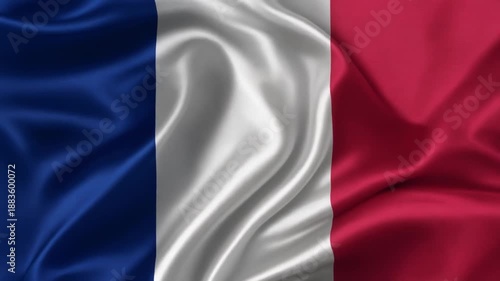 French National Flag with Rippling Texture on Solid Background