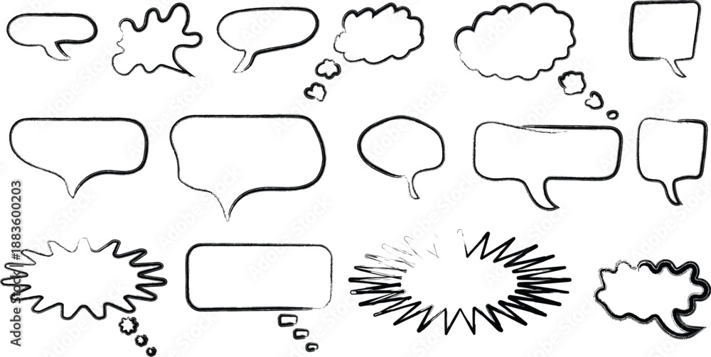 Fototapeta premium A collection of various comic book style speech bubbles and thought clouds