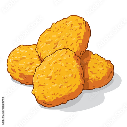 Chicken Nuggets, rendered in a minimalist 2D flat vector icon style against a pure white backdrop