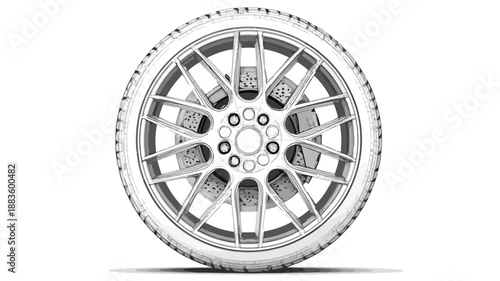 Professional Car Wheel Design Concept Vector Illustration Art