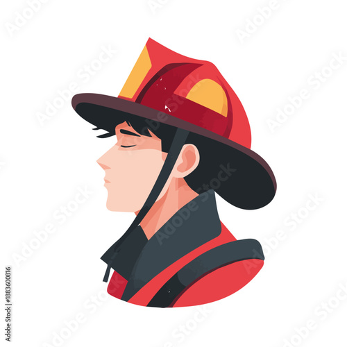 Flat-design 2D vector artwork of a Eyelash ExtensionsFirefighter, styled as an icon and isolated against white background