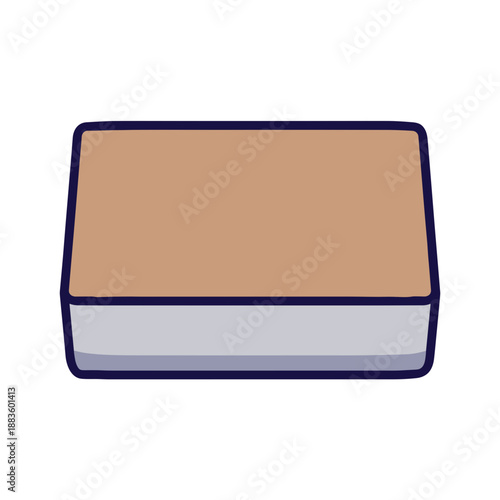 A simple brown and gray rectangular crate, possibly containing beverages, symbolizing delivery, storage, or commerce.