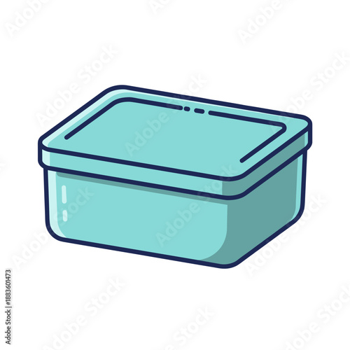 A neat and practical illustration of a light blue rectangular plastic storage box with a lid, perfect for organization and decluttering.