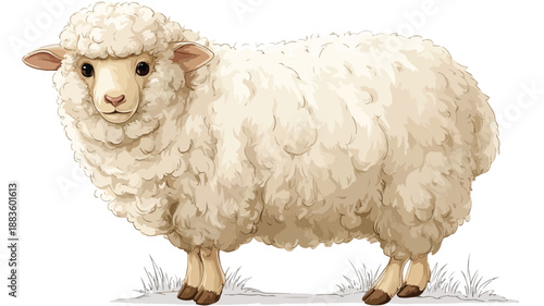 Adorable Cartoon Cute Sheep Isolated on White Background Vector Illustration