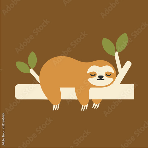 Cute Sloth Sleeping Peacefully on a Tree Branch