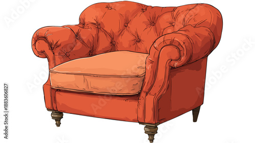 Modern Armchair Clipart Vector Art and Illustration with Outline