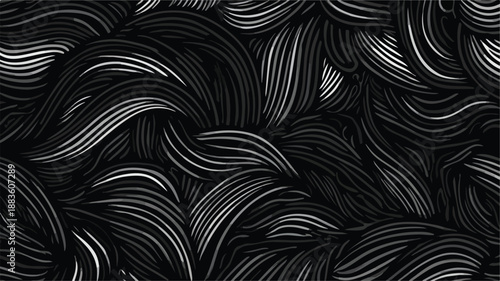 Modern Black Organic Seamless Vector Pattern for Design Projects