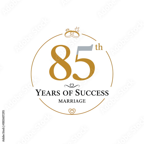 Elegant 85th Marriage Anniversary Emblem Design Celebrating Decades of Enduring Success