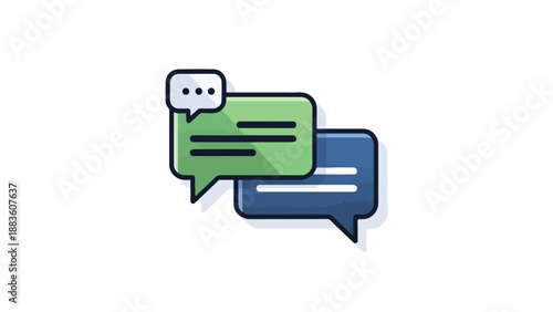 Colorful illustration of overlapping chat speech bubbles on a white background.