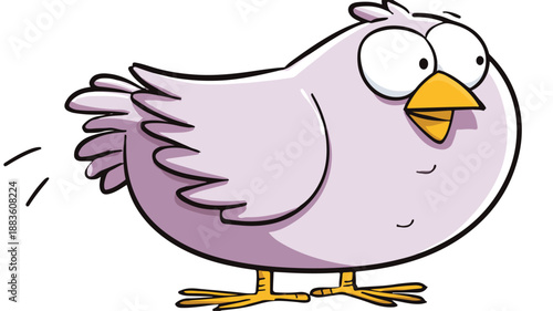 Playful Cartoon Funny Bird on White Background Vector Illustration with Outline