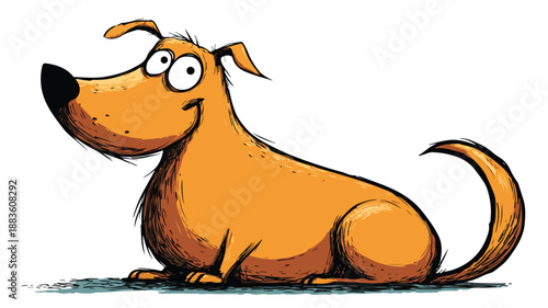 Cute Cartoon Funny Dog Vector Illustration with Outline Isolated on White Background