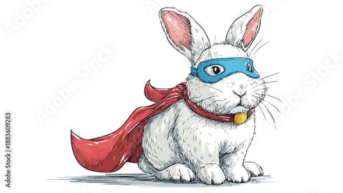 Adorable Rabbit Wearing Superhero Costume Vector Illustration