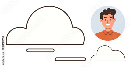 Cloud services, user authentication, personal profile, data storage, technology, connection concept. Abstract cloud icon with profile avatar. Cloud services and user authentication ion