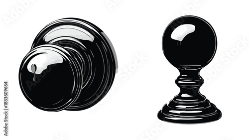 Elegant Black Doorknob Silhouette Vector Art and Illustration