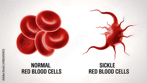 Comparison of Normal and Sickle Red Blood Cells Illustration