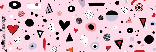 Hearts in a cute retro doodle style creating a vibrant seamless pattern. Seamless heart pattern representing love and romance