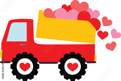 Toy Construction Truck with Hearts