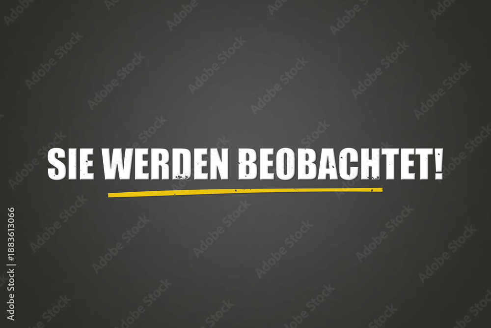 Obraz premium Sie werden beobachtet (You are being watched) - A blackboard with white text.