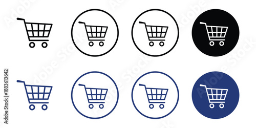 Shopping Cart Icons In Black And Blue commerce retail isolated on transparent background