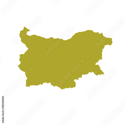 Map of Bulgaria, sign silhouette. World Map Globe. Vector Illustration isolated on white background. Europe continent.