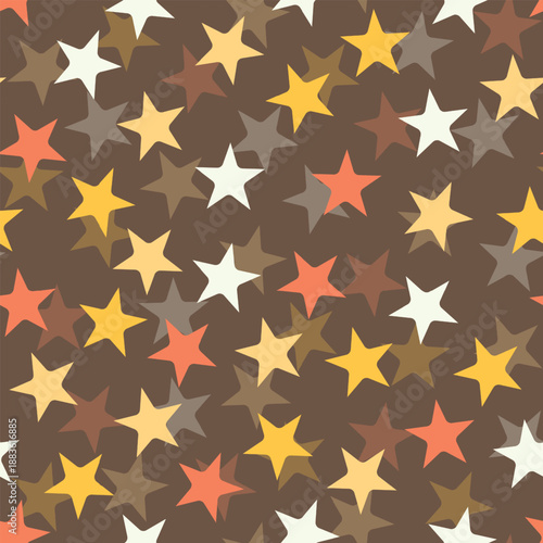 Seamless pattern with color stars, confetti background. Splash effect banner. Vector abstract illustration for wallpaper, wrapping paper, backdrop, textile etc.