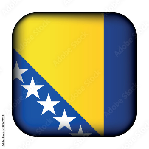 Glass light ball with flag of Bosnia and Herzegovina. Round sphere, template icon. Bosnian national symbol. Glossy realistic ball, 3D abstract vector illustration. Big bubble.