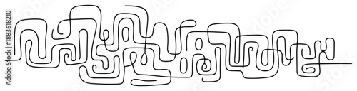 Abstract tangle line pattern. Continuous one line drawing of chaotic scribble texture. Vector decorative design element.