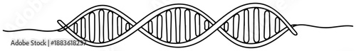 DNA double helix strand. Continuous one line drawing of genetic code molecule structure. Medical science vector illustration.
