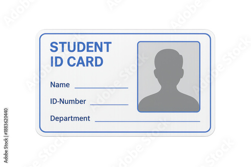 Student id card with profile placeholder on transparent background