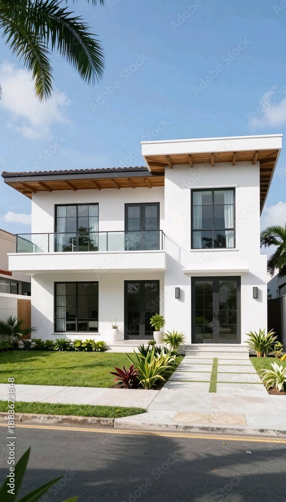 Fototapeta premium modern house with palm trees