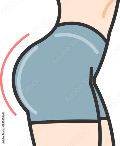 Illustrative icon of a female body highlighting hip curvature and posture