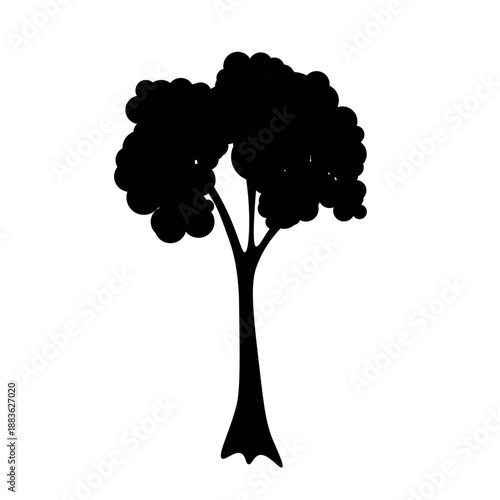 Doodle trees. Isolated black and white icons on white background. Spring tree for your design. Vector symbol sign. Plants, landscape design. Eco idea concept.