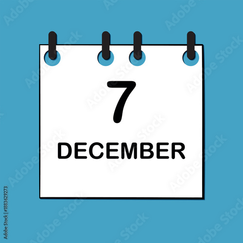 December 7. Daily Calendar icon for design. Simple design for business brochure, flyer, print media, advertisement. Easily editable.