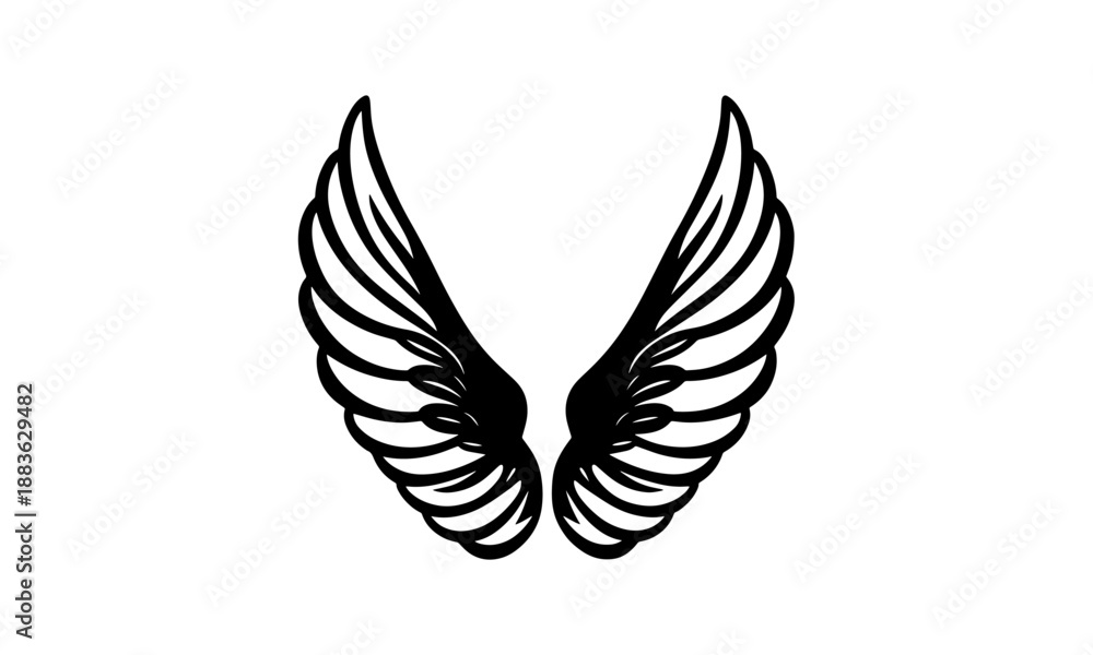 Fototapeta premium Vector silhouette of a angel wings.