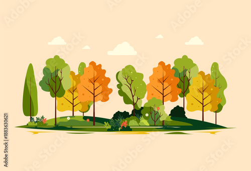 City urban forest with lush green trees providing fresh air and nature space