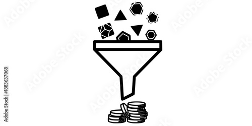 Sales Funnel Conversion Concept Transforming Leads into Revenue and Profit Illustration Vector