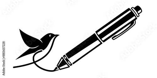 Creative Freedom Storytelling Concept Pen Drawing Line Turning into Bird Vector