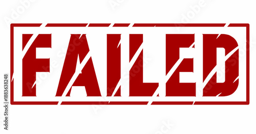 Red failed stamp text with distressed grunge style, bold typography vector illustration isolated on white background for business, error, rejection, or warning concepts.