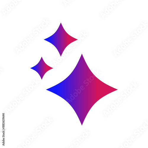 Generative AI star and magic sparkles star logo icon with colorful gradients and flat design, modern artificial intelligence and spark star symbol for creative tools and designs.