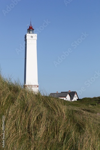 View of Blavand lighthouse in Denmark	