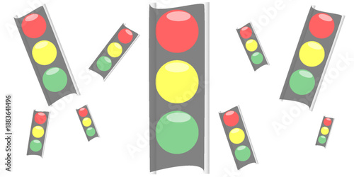 Flat traffic light icons. Traffic lamps, semaphores. Traffic light icon set illustration vector