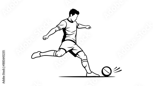 Soccer Player Kicking Ball Illustration.