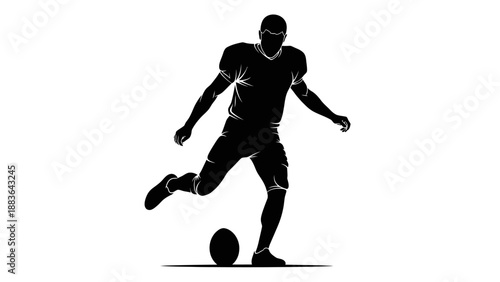 Soccer Player Kicking Ball Silhouette.
