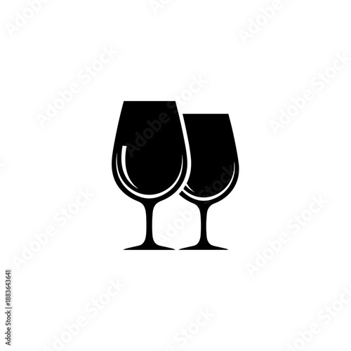 Two Black Silhouette Wine Glasses Together.