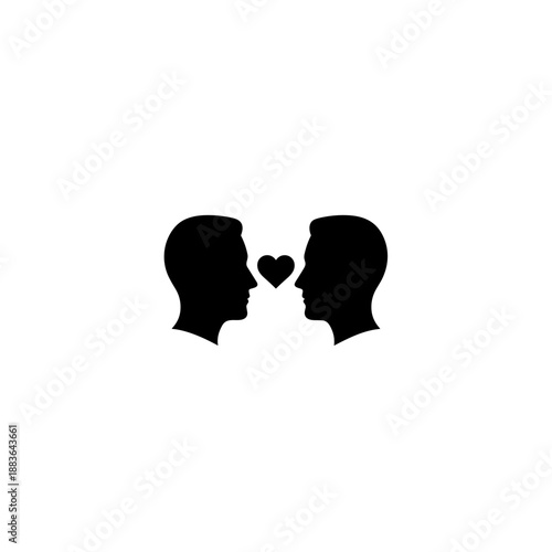 Two Silhouetted Heads Facing Heart Shape.