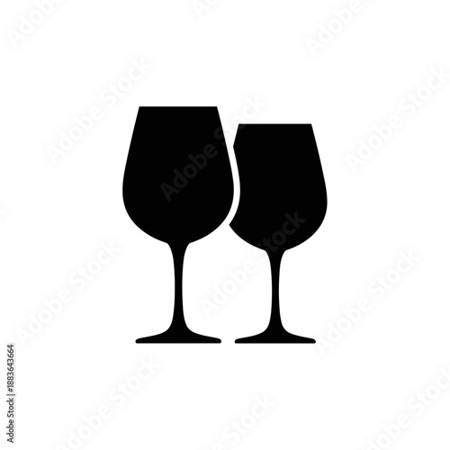 Two Wine Glasses Silhouette Illustration.