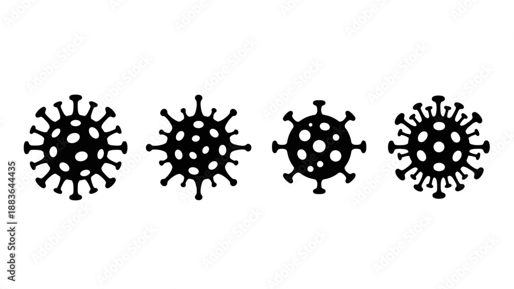 Obraz premium Coronavirus Illustration Set Black and White.
