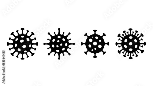 Coronavirus Illustration Set Black and White.