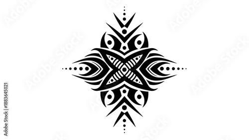 Black Tribal Tattoo Style Symmetrical Design.